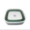 SAMMART 15L (3.9 Gallon) Collapsible Dishpan with Draining Plug - Foldable Washing Basin - Portable Dish Washing Tub - Camping & Space Saving Kitchen Storage Tray (Grey/Dark Sea Green) view 2