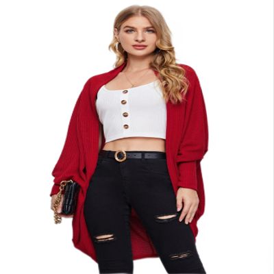 GLOPUK BOBONI Women's Jackets Autumn Dolman Sleeve Rib-Knit Coat Lightweight Fashion (Color : Red, Size : Medium)