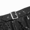 ACSUSS Women's Shiny Metallic Booty Shorts High Waist Belted Zipper Briefs Rave Dance Bottom Black A 4X-Large view 4