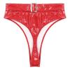 ACSUSS Women's Shiny Metallic Booty Shorts High Waist Belted Zipper Briefs Rave Dance Bottom Red A X-Large view 4