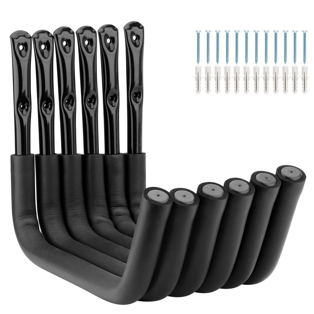 Whrsinlor Heavy Duty Steel Kayak Storage Hook, 55LBS Capacity, 6 Pack, Wall Mount