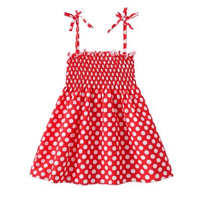 1st Birthday Outfit Girl Dress Princess Swing Girls Baby Print Kids Suspended Flower Sleeveless (Red, 12-18 Months)