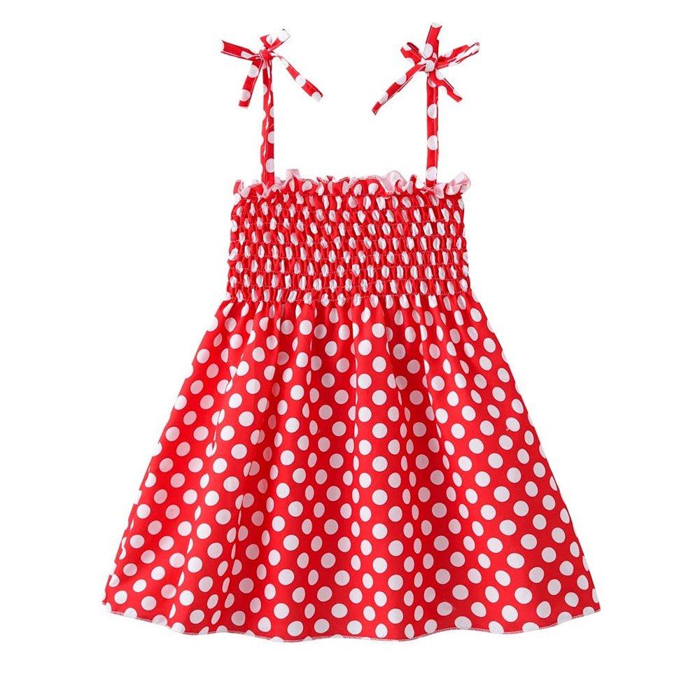 1st Birthday Outfit Girl Dress Princess Swing Girls Baby Print Kids Suspended Flower Sleeveless (Red, 12-18 Months)