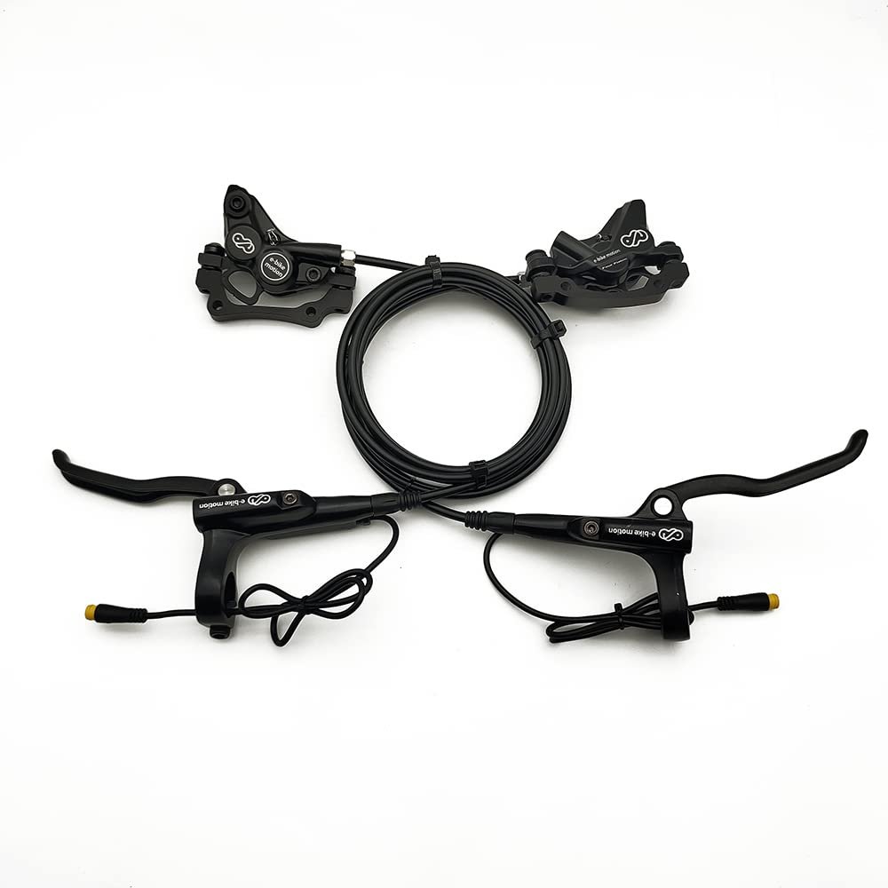 Ebike 4 Piston Hydraulic disc Brake Sets Four Piston Caliper Hydraulic Disc Brake for Bafang mid Drive or Other Kits (for 2-pin SM Plug)
