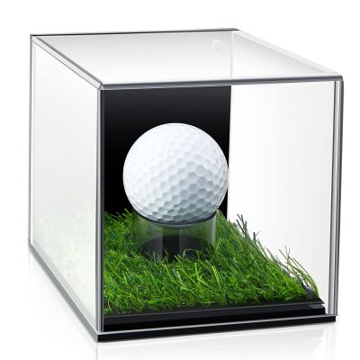 Qunclay Golf Ball Display Case, Hole in One Golf Ball Display Case Holder, Cube Box Stand Gifts Decor for Gifts Enthusiasts Collectibles, 3.9 x 4 x 3.9 Inch(1 Pcs)