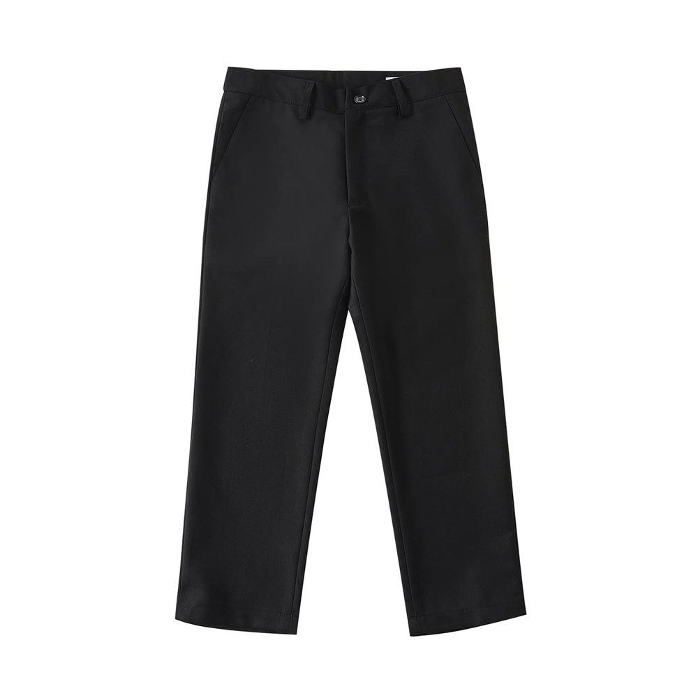 Boys Pants Flat Front Dress Pants with Adjustable Waist Kids Wedding School Pants Size 7 Black