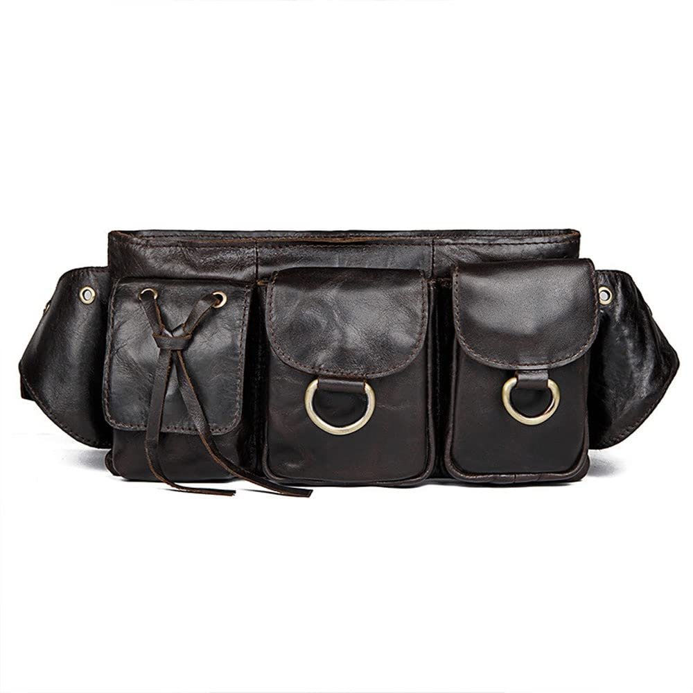XARONF Leather Fanny Pack for Women and Men, with Adjustable Strap of Belt Waist Pack for Daily LifeTravelling Running, Hiking