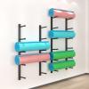 YLLFFLL Wall Mount Yoga Mat Rack Organizer, Gold Metal 3 4 5 6 7 8 Tier Storage Display Holder for Foam Roller/Bathroom Towel/Skateboard (Size : 195cm/76.7in) view 2