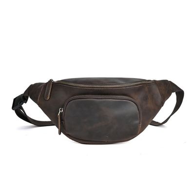 XARONF Leather Fanny Pack for Men & Women, Fashionable Multi-Pockets Waist Belt Bag for Travel Sports Hiking Cycling Fishing Running