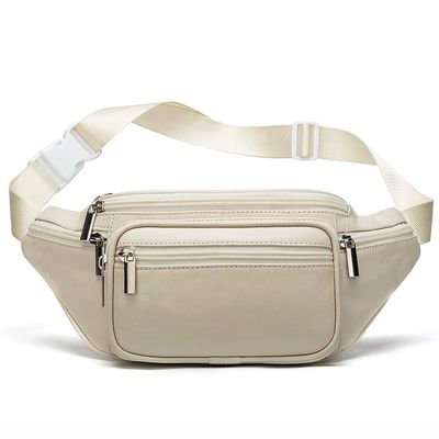 XARONF Leather Running Fanny Pack, with Adjustable Strap of Sport Waist Pack for Women Or Men, Running, Traveling, Cycling (Color : White)