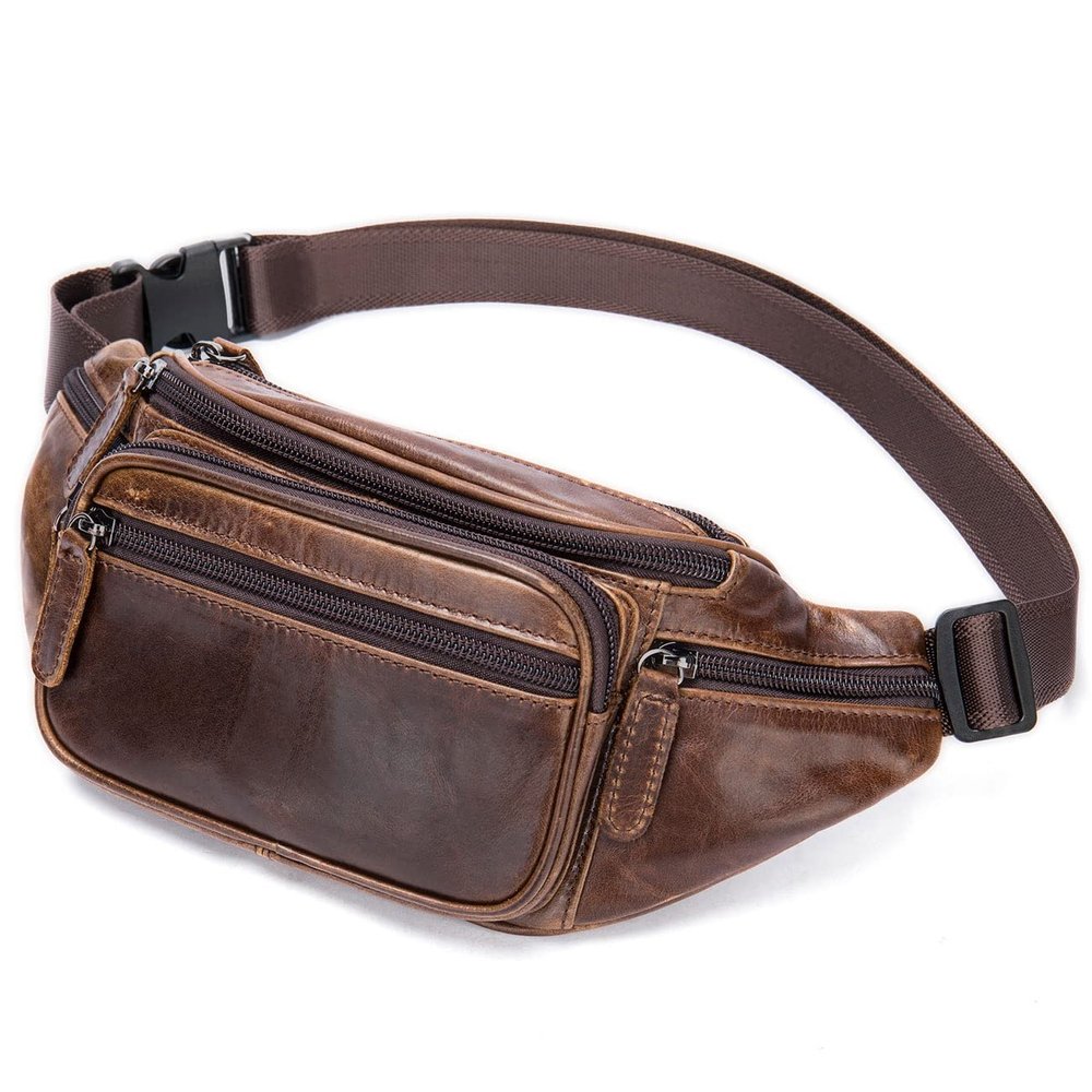 XARONF Leather Running Fanny Pack, with Adjustable Strap of Sport Waist Pack for Women Or Men, Running, Traveling, Cycling (Color : A)