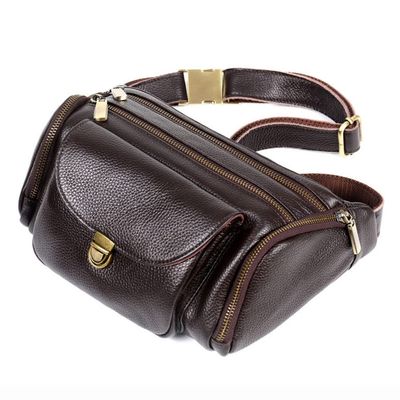 XARONF Fanny Packs for Women and Men, Leather Fashionable Fanny Pack with Adjustable Strap, Casual Bum Hip Bags for Travel Running Hiking Cycling, Brown