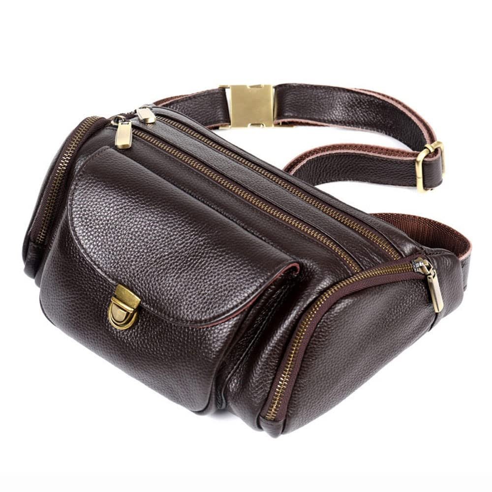 XARONF Fanny Packs for Women and Men, Leather Fashionable Fanny Pack with Adjustable Strap, Casual Bum Hip Bags for Travel Running Hiking Cycling, Brown