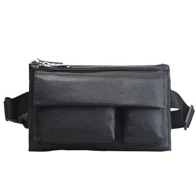 XARONF Leather Fanny Packs for Men Women, Outdoor Hiking Travel Waist Bags Casual Cell Phone Purse with Adjustable Belt - Black