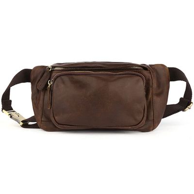 XARONF Fanny Pack for Men and Women, Leather Sling Waist Bag for Hiking Running Travel and Cycling (Color : A)