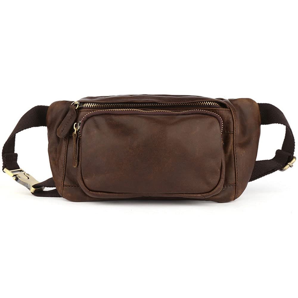 XARONF Fanny Pack for Men and Women, Leather Sling Waist Bag for Hiking Running Travel and Cycling (Color : A)