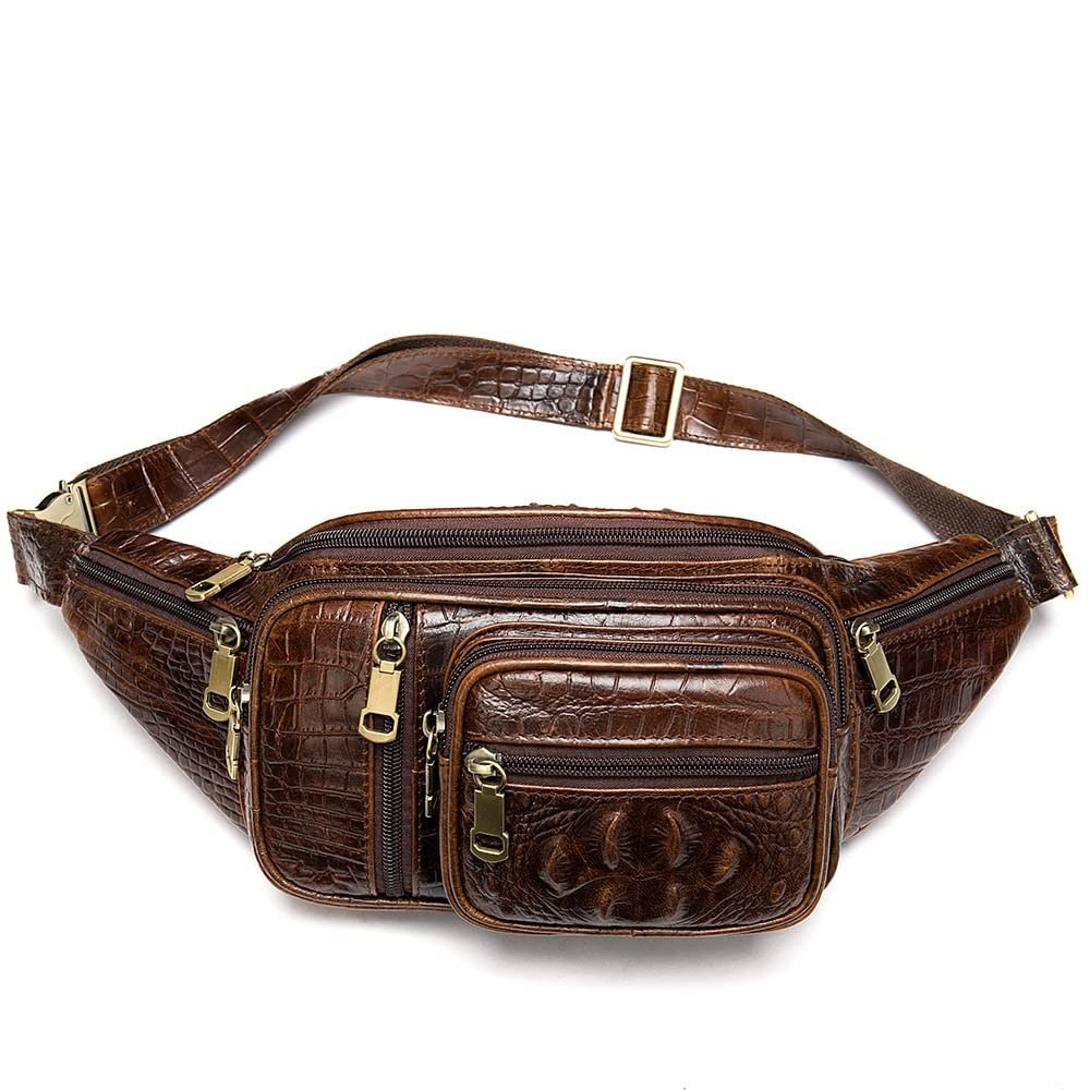 XARONF Fanny Pack, Outdoor Travel Leather Fanny Pack, Leather Waist Bag, Suitable for Outdoor Mountaineering, Travel, Camping, Cycling, Running, Etc. (Color : B)