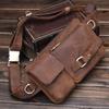 XARONF Men's Retro Waist Bag, Sports Waist Pack Bum Bag, Security Money Waist Day Pack Pouch Hip Belt Bag Bumbag, Black (Color : Brown) view 2