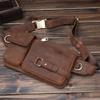 XARONF Men's Retro Waist Bag, Sports Waist Pack Bum Bag, Security Money Waist Day Pack Pouch Hip Belt Bag Bumbag, Black (Color : Brown) view 4