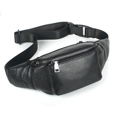 XARONF Leather Fanny Pack for Women and Men, with Adjustable Strap of Belt Waist Pack for Daily LifeTravelling Running, Hiking (Color : Black)