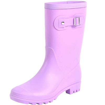 Fubotao Women's Mid Calf Rain Boots Waterproof Fashion Garden Shoes Anti-slipping Rainboots For Women Comfortable Insole Light Rain Shoes