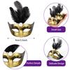 12 Mini Masquerade Masks, Small Feather Eye Masks for Women - Mardi Gras Party Costumes & Decorations (Black) view 2