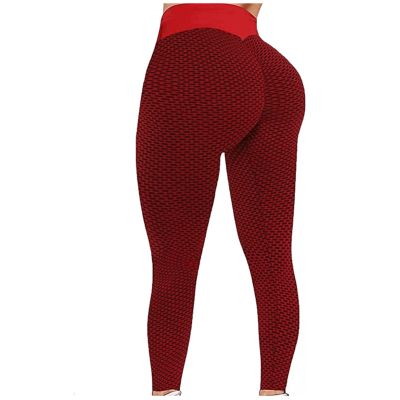 Leggings For Women Butt Lift Size Xs Scrunch Butt Lifting Workout Leggings for Women Seamless High Waisted Tummy Control Yoga Pants Gym Compression Tights Red