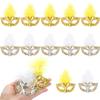 12 Pcs Mini Masquerade Masks, Small Feather Eye Masks for Women - Mardi Gras Party Costumes & Decorations (Gold Silver) view 1