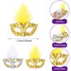 12 Pcs Mini Masquerade Masks, Small Feather Eye Masks for Women - Mardi Gras Party Costumes & Decorations (Gold Silver) view 2