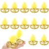 12 Pcs Mini Feather Masquerade Masks Bulk for Mardi Gras Decorations & Party Costumes (Gold) view 1