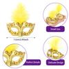 12 Pcs Mini Feather Masquerade Masks Bulk for Mardi Gras Decorations & Party Costumes (Gold) view 2