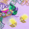 12 Pcs Mini Feather Masquerade Masks Bulk for Mardi Gras Decorations & Party Costumes (Gold) view 3
