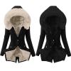 TIMIFIS Puffer Jacket Womens Plus Size Thick Coats Chunky Lined Overcoats Solid Zipper Winter Outerwear with Fur Hood view 2