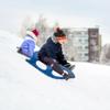 Outdoor Snow Sleigh Ice Sled Toy, Two Rider, Solid Hard Plastic with Pull Rope for Kids Over 5 Years, Blue Set of 2 view 2