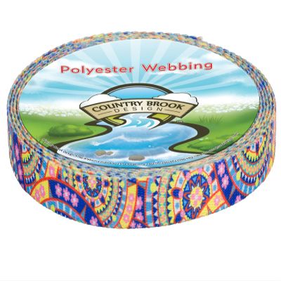 Country Brook Design - Yellow Boho Mandala Polyester Webbing (5/8 Inch, 5 Yards)