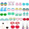 20 Pairs St Patrick's Day Easter Valentines Day Hypoallergenic Drop Stud Earrings Bulk for Girls Women Clover Shamrock Green Hat Easter Eggs Bunny Earrings Dangle Stud Earrings Set for Teen Girls Women view 1