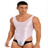 Linjinx Men's 70D Silky Glossy Bodysuit Male Crossdresser Backless Dance Tank Leotard Swimwear White X-Large view 3