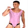 Linjinx Men's 70D Silky Glossy Bodysuit Male Crossdresser Backless Dance Tank Leotard Swimwear Pink X-Large view 2