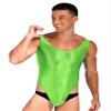 YiZYiF Men's 70D Oil Shiny Glossy Mankini Swimwear Silky Nylon Tights Sheer Bodysuit Swimsuit Fluorescent Green X-Large view 3