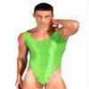 YiZYiF Men's 70D Oil Shiny Glossy Mankini Swimwear Silky Nylon Tights Sheer Bodysuit Swimsuit Fluorescent Green X-Large view 4