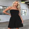 CHICGAL Summer Dresses for Women Strapless Sundress Casual Printed Beach Cover UpsSolid Black Color,XL view 2