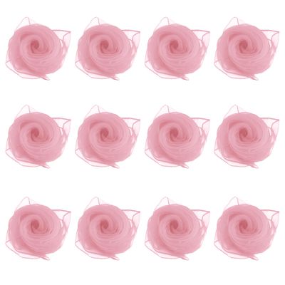 Andux 12Pcs Colorfast Dance Scarves Square Scarf Movement Juggling Play Scarves for Kindergarten Children 24 by 24 Inches WDSJ-02 (Light Pink)