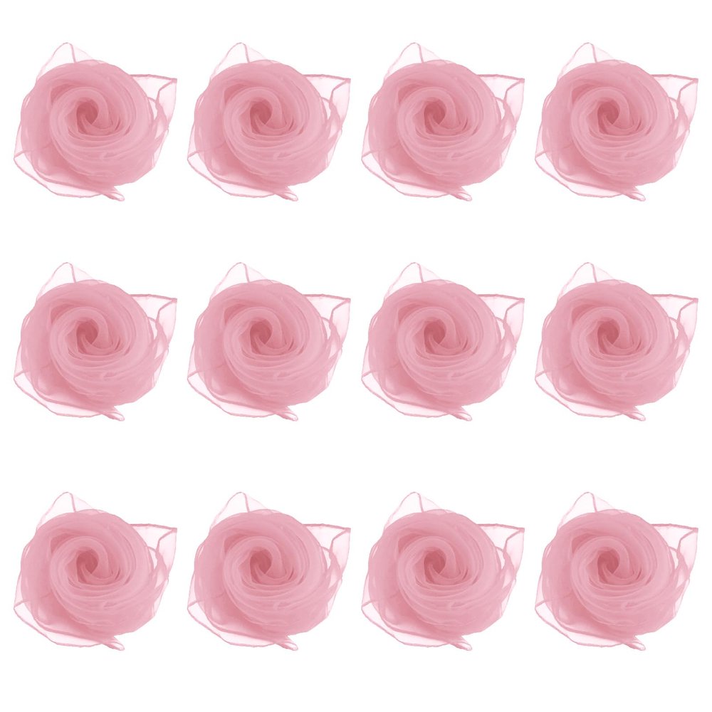 Andux 12Pcs Colorfast Dance Scarves Square Scarf Movement Juggling Play Scarves for Kindergarten Children 24 by 24 Inches WDSJ-02 (Light Pink)