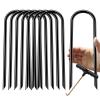 Trampoline Stakes High Wind 12 inch, Heavy Duty Trampoline Anchors 8pcs with T-Hook, U Shape Galvanized Steel Wind Stakes for Trampoline (Black U Type 8pcs) view 1