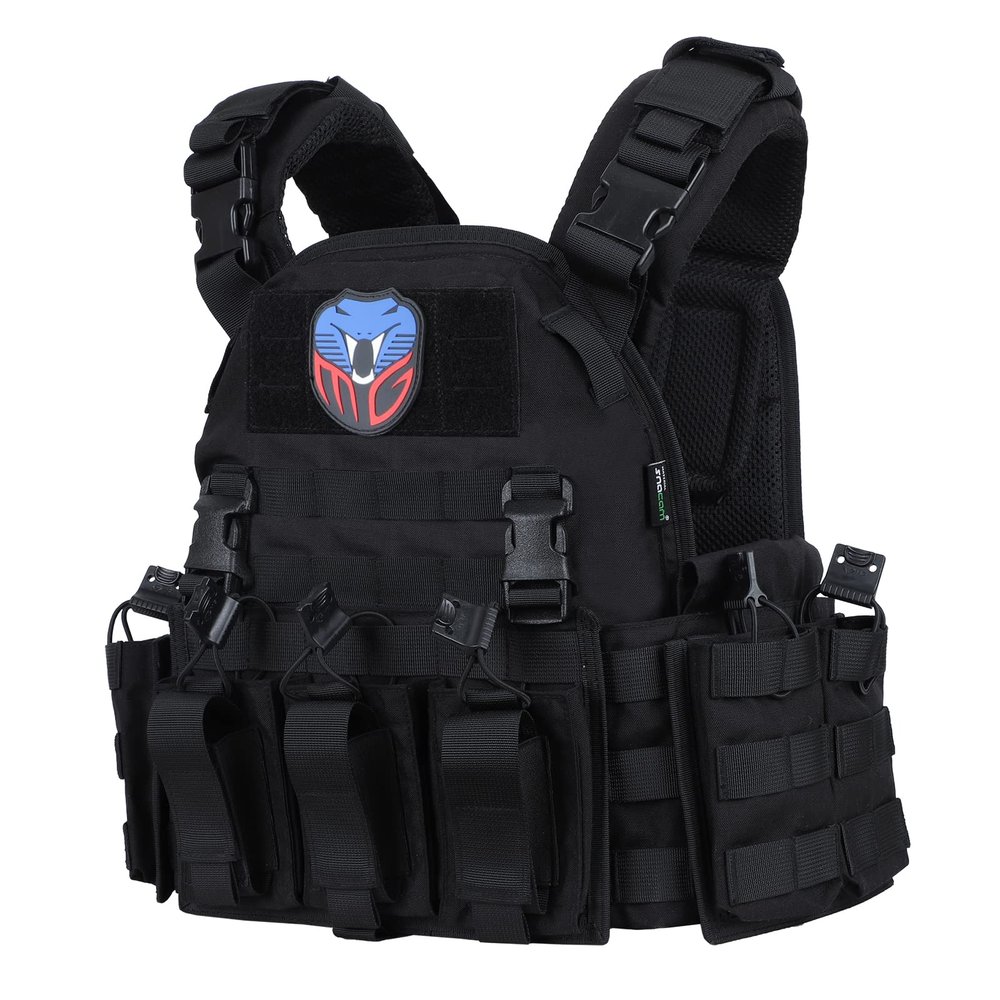 MGFLASHFORCE Tactical Vest Molle Airsoft Vest for Men (Black)