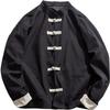 JEKE-DG Men Kung Fu Jacket Linen Tang Suits Chinese Traditional Tai Chi Clothes Mandarin Frog-Button Shirts Disc Buckle Coat (3X-Large,Black) view 1
