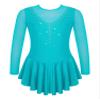 CHICTRY Girls Figure Ice Skating Dress Mesh Diamond Leotard Dance Dress Competition Gymnastics Costume Lake Green 8 Years view 1