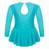 CHICTRY Girls Figure Ice Skating Dress Mesh Diamond Leotard Dance Dress Competition Gymnastics Costume Lake Green 8 Years view 2