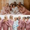 SWOMOG Silk Satin Pajama Set for Plus Size Women Long Sleeve Button Down Pajamas Comfy Silk Pjs 16W Misty Rose view 4