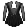CHICTRY Girls Figure Ice Skating Dress Mesh Diamond Leotard Dance Dress Competition Gymnastics Costume Black 16 Years view 2